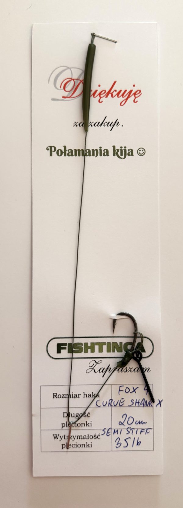 Przypon Karpiowy Slip D-Rig – Fox Curve Shank X – 35lbs - obrazek 2