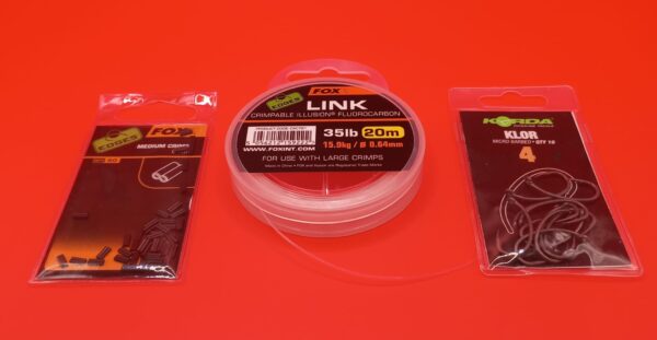 przypon karpiowy ronnie rig-hak korda klor nr4 -fluorocarbon Fox 35lb - obrazek 6
